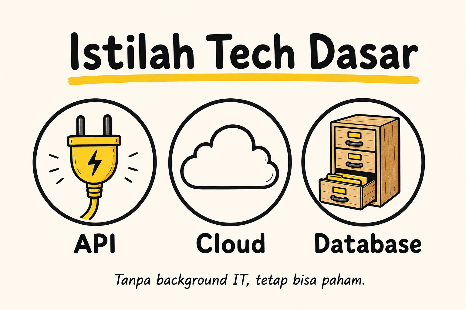 Istilah Tech Dasar: API, Cloud, dan Database