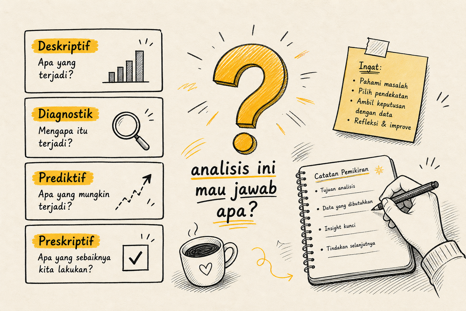 4 Jenis Analisis Data: Kapan Pakai yang Mana?